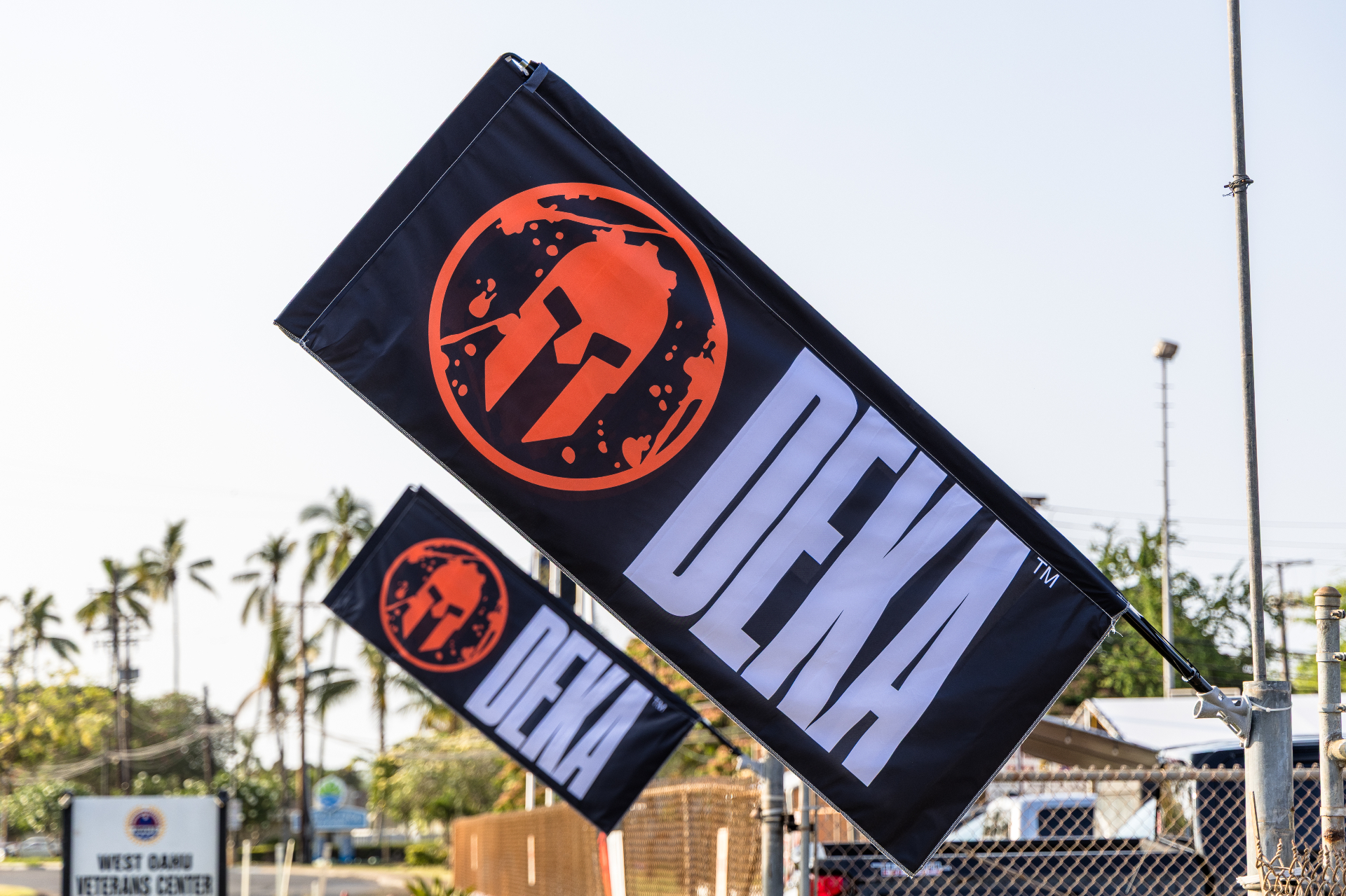 Spartan DEKA flags flying at BTB's West Oahu Veterans Center training site